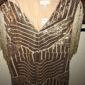 Forever 21 mini dress, w/ sequins & fringe sleeves